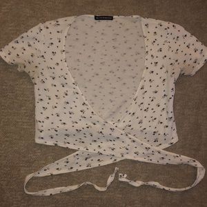 Brandy Melville blue floral wrap top